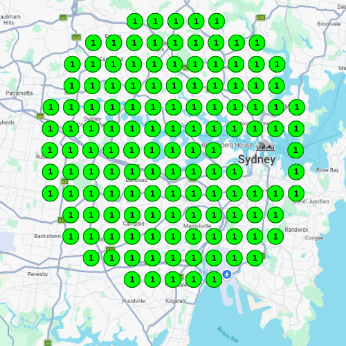 After heatmap showing dominant Google Maps visibility